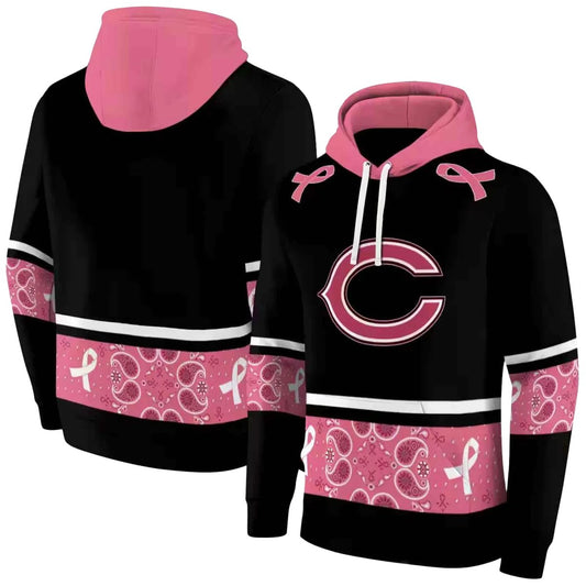 Chicago Bears Awareness Ribbon Black Pink AOP Hoodie -  Moonbestprint