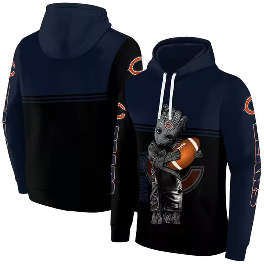 Chicago Bears Baby Groot Hug Ball Blue Black AOP Hoodie -  Moonbestprint