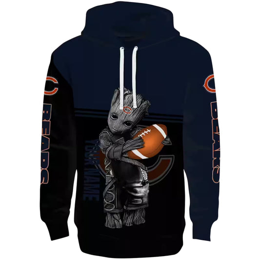 Chicago Bears Baby Groot Hug Ball Blue Black AOP Hoodie -  Moonbestprint
