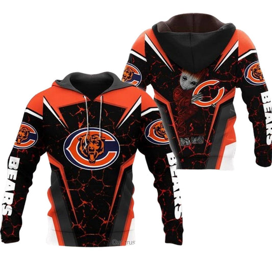 Chicago Bears Baby Groot Hug Logo AOP Hoodie -  Moonbestprint