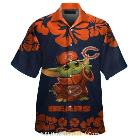 Chicago Bears Baby Yoda And Floral Hawaiian Shirt - Moonbestprint
