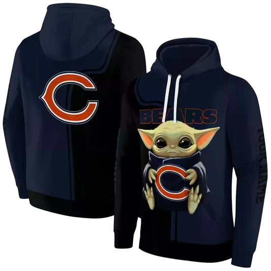 Chicago Bears Baby Yoda Blue Black AOP Hoodie -  Moonbestprint