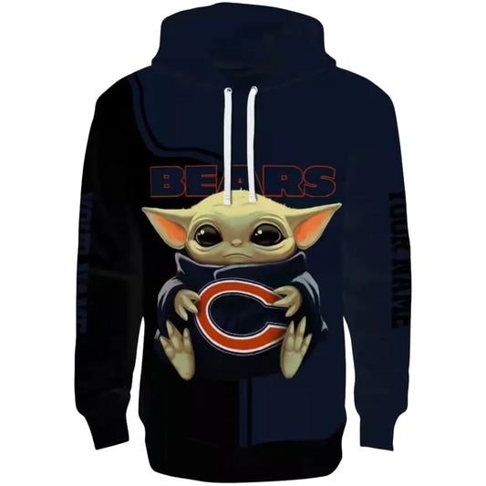 Chicago Bears Baby Yoda Blue Black AOP Hoodie -  Moonbestprint