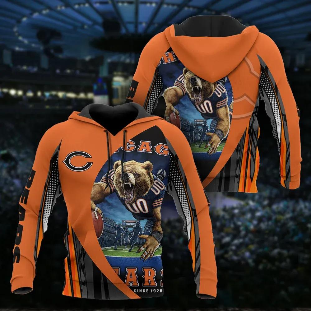 Chicago Bears Bear 3D Hoodie, NFL Hoodie Moonbestprint