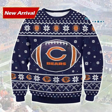 Chicago Bears Big Logo NFL Ugly Christmas Sweater, NFL Christmas Sweater Moonbestprint