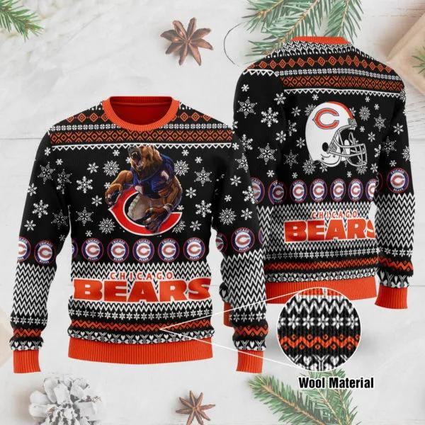 Chicago Bears Big Logo Ugly Christmas Sweater, NFL Christmas Sweater Moonbestprint