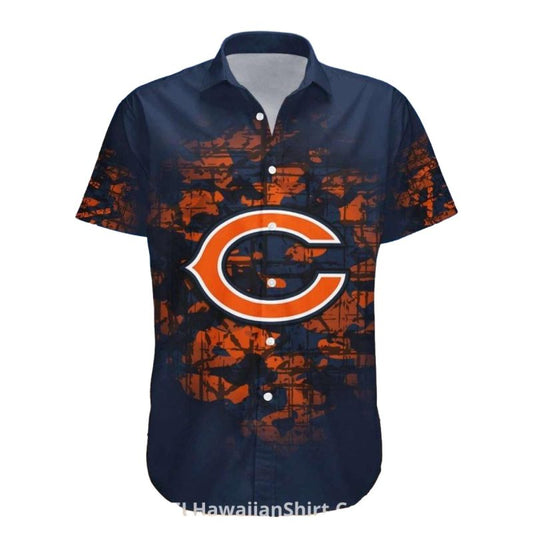 Chicago Bears Bold Logo And Abstract Hawaiian Shirt - Moonbestprint