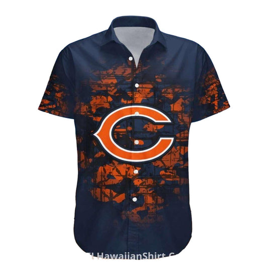 Chicago Bears Bold Logo And Abstract Hawaiian Shirt - Moonbestprint