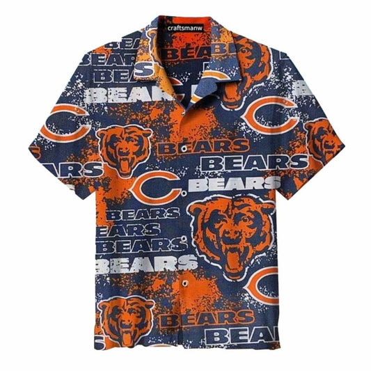 Chicago Bears Bold Logo Vintage Hawaiian Shirt - Moonbestprint