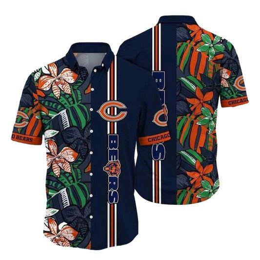 Chicago Bears Botanical Blitz Hawaiian Shirt - Moonbestprint