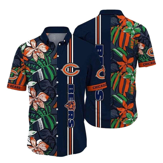 Chicago Bears Botanical Blitz Hawaiian Shirt - Moonbestprint