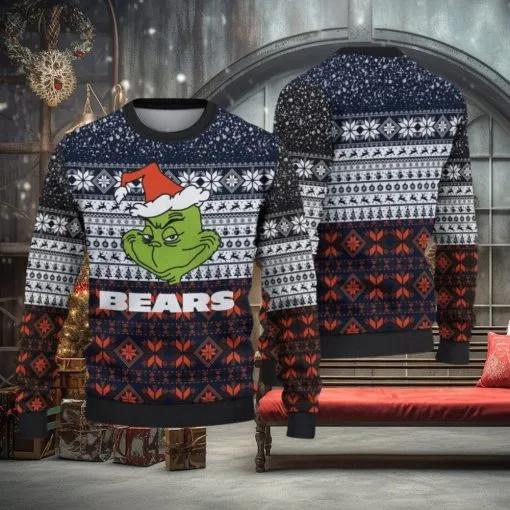 Chicago Bears Christmas Grinch Ugly Christmas Sweater, NFL Chritsmas Sweater Moonbestprint