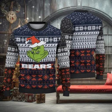 Chicago Bears Christmas Grinch Ugly Christmas Sweater, NFL Chritsmas Sweater Moonbestprint