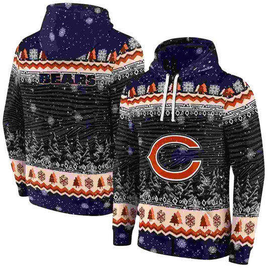 Chicago Bears Christmas Trees Blue AOP Hoodie -  Moonbestprint