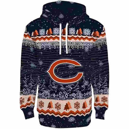 Chicago Bears Christmas Trees Blue AOP Hoodie -  Moonbestprint