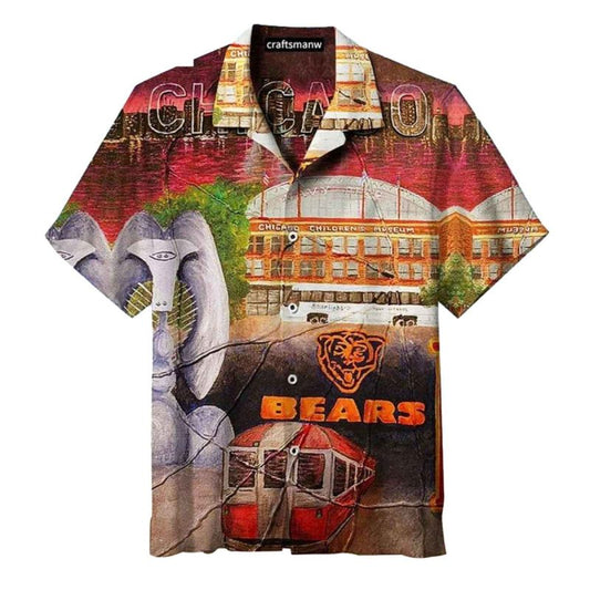 Chicago Bears City Skyline And Stadium Hawaiian Shirt - Moonbestprint