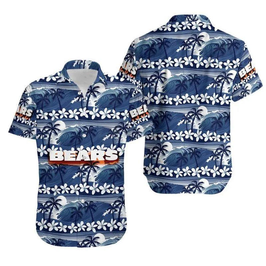 Chicago Bears Coconut Trees Nfl Gift For Fan Hawaii Shirt Summer Collection, NFL Hawaiian Shirt Moonbestprint