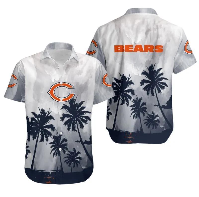 Chicago Bears Coconut Trees Nfl Gift For Fan Hawaiian Graphic Print Short Sleeve Hawaiian Shirt, NFL Hawaiian Shirt Moonbestprint