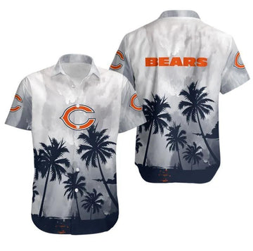 Chicago Bears Coconut Trees Nfl Gift For Fan Hawaiian Graphic Print Short Sleeve Hawaiian Shirt, NFL Hawaiian Shirt Moonbestprint