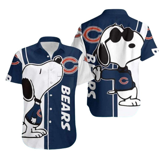 Chicago Bears Cool Snoopy Kiss Logo Hawaiian Shirt - Moonbestprint