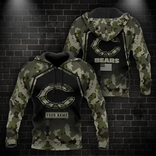 Chicago Bears Custom Name 3D Hoodie, NFL Hoodie Moonbestprint