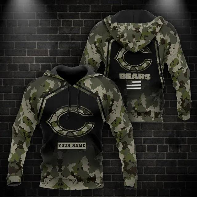 Chicago Bears Custom Name 3D Hoodie, NFL Hoodie Moonbestprint