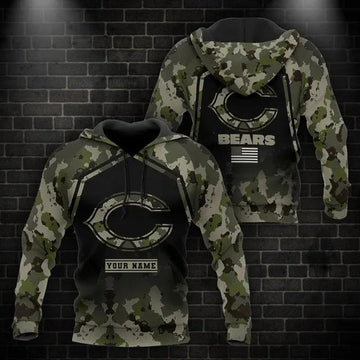 Chicago Bears Custom Name 3D Hoodie, NFL Hoodie Moonbestprint