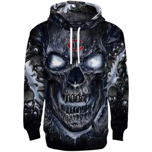 Chicago Bears Demonic Skull Blue Black AOP Hoodie -  Moonbestprint