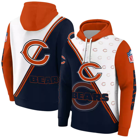 Chicago Bears Diagonal Stripe Blue White AOP Hoodie -  Moonbestprint
