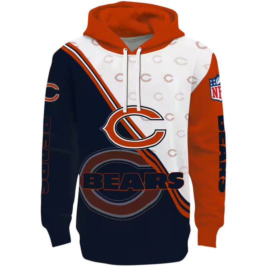 Chicago Bears Diagonal Stripe Blue White AOP Hoodie -  Moonbestprint