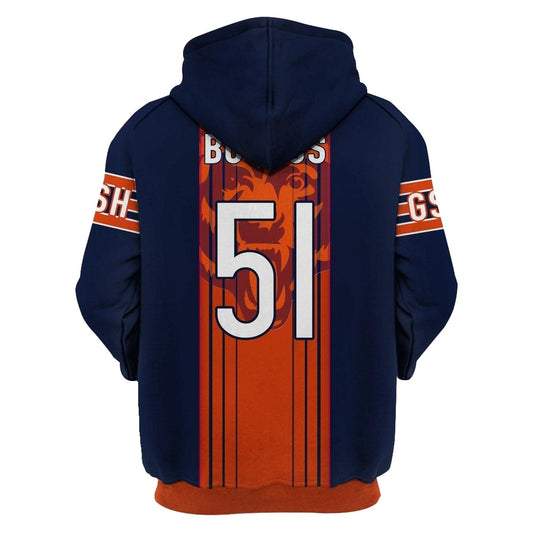 Chicago Bears Dick Butkus 51 Jersey with Signature AOP Hoodie -  Moonbestprint
