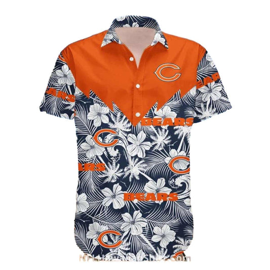 Chicago Bears Floral And Bold Lettering Hawaiian Shirt - Moonbestprint