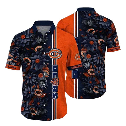 Chicago Bears Floral Fanfare Hawaiian Shirt - Moonbestprint
