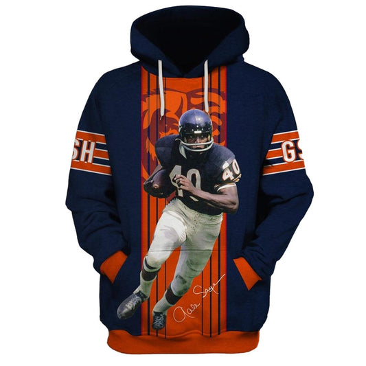 Chicago Bears Gale Sayers 40 Signature AOP Hoodie -  Moonbestprint