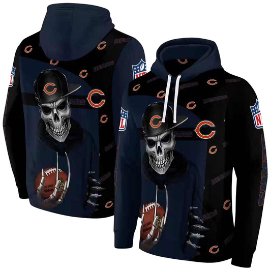 Chicago Bears Grim Vibe Blue Black AOP Hoodie -  Moonbestprint