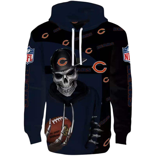 Chicago Bears Grim Vibe Blue Black AOP Hoodie -  Moonbestprint