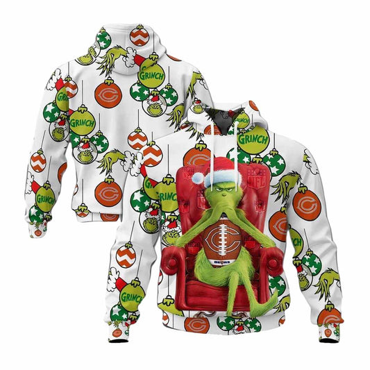 Chicago Bears Grinch Christmas AOP Hoodie -  Moonbestprint