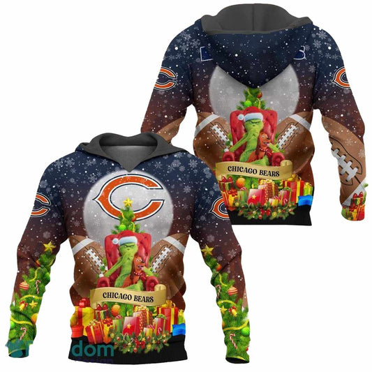 Chicago Bears Grinch Christmas Tree AOP Hoodie -  Moonbestprint