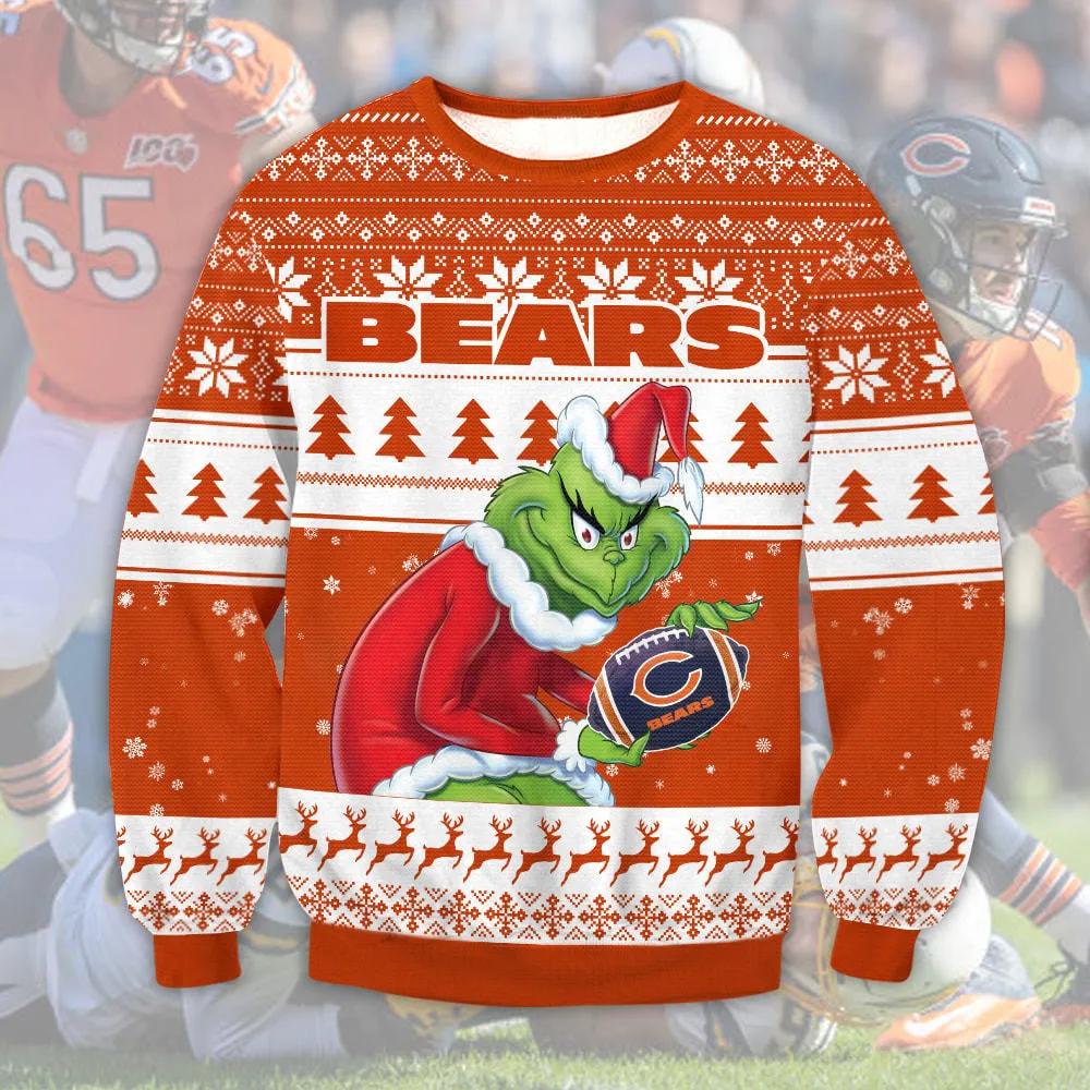 Chicago Bears Grinch Stolen Ugly Christmas Sweater, NFL Christmas Sweater Moonbestprint