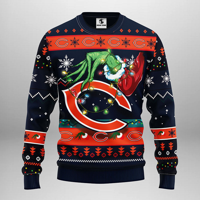 Chicago Bears Grinch Ugly Christmas Sweater, Grinch Xmas Sweater Moonbestprint