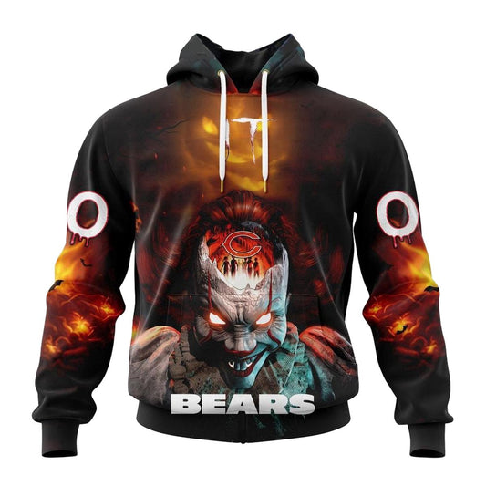 Chicago Bears Halloween Badut Mematikan IT AOP Hoodie -  Moonbestprint
