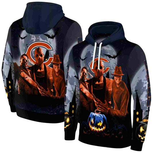 Chicago Bears Halloween Vibes Blue Black AOP Hoodie -  Moonbestprint