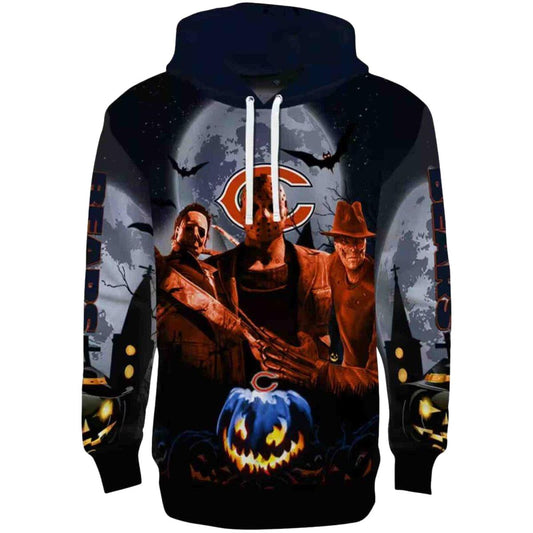 Chicago Bears Halloween Vibes Blue Black AOP Hoodie -  Moonbestprint