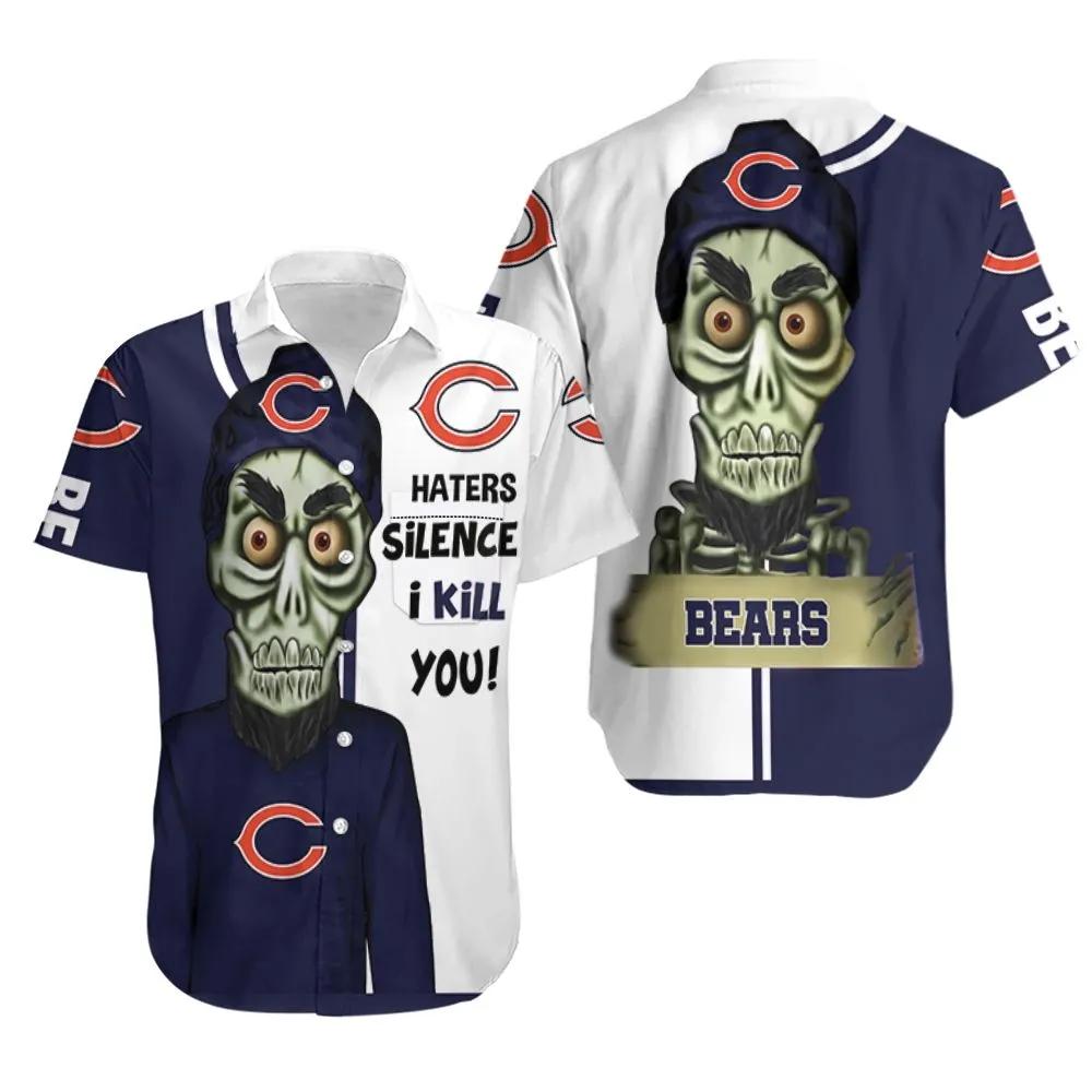 Chicago Bears Haters I Kill You 3D Hawaiian Shirt Print Short Sleeve Hawaiian Aloha Shirt, NFL Hawaiian Shirt Moonbestprint