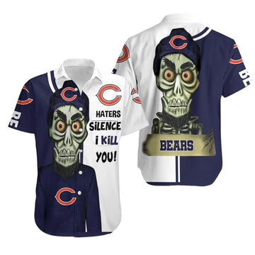 Chicago Bears Haters I Kill You 3D Hawaiian Shirt Print Short Sleeve Hawaiian Aloha Shirt, NFL Hawaiian Shirt Moonbestprint
