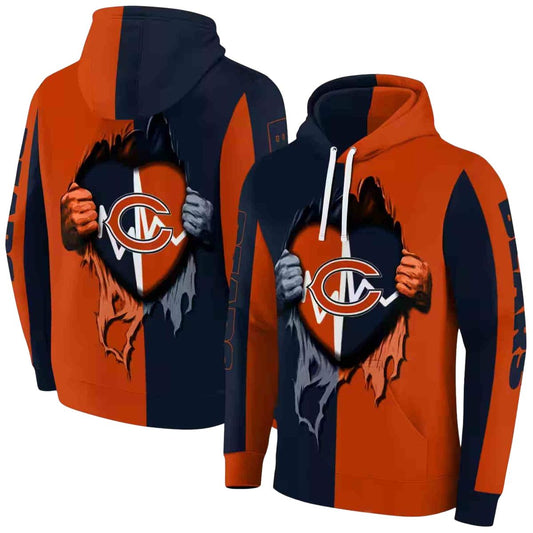 Chicago Bears Heartbeat Graphic Blue Yellow AOP Hoodie -  Moonbestprint