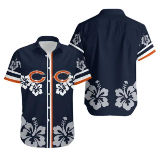Chicago Bears Hibiscus Flower Hawaii Shirt Summer Collection, NFL Hawaiian Shirt Moonbestprint