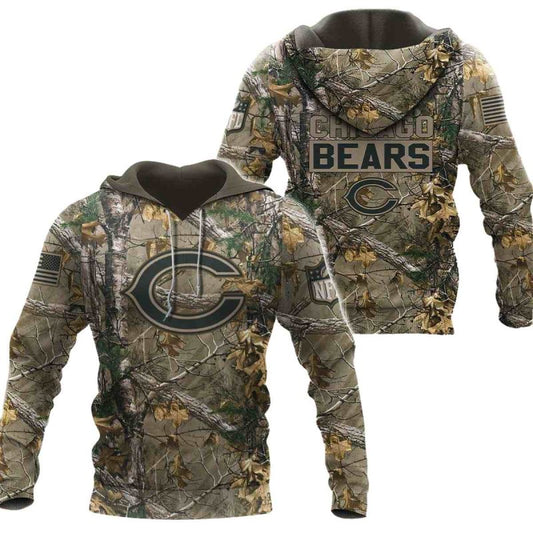 Chicago Bears Hunting Camo AOP Hoodie -  Moonbestprint