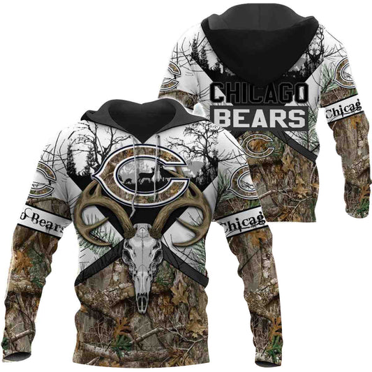 Chicago Bears Hunting Camo Style AOP Hoodie -  Moonbestprint