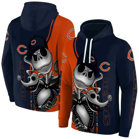 Chicago Bears Jack Skellington Blue And Yellow AOP Hoodie -  Moonbestprint